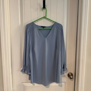 Adrianna Papell Light Blue Blouse with Ruffled Sleeves